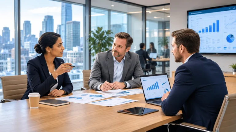 Case Studies Business professionals discussing growth strategy
